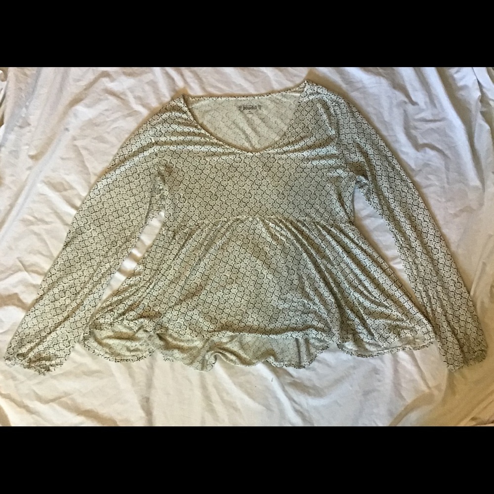 Long Sleeved White and Black Top